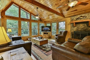 River views while cozied up by the fireplace