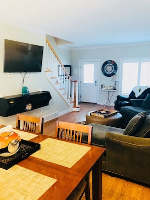 Downstairs open floor plan: living room.