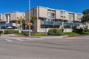 View of the building from the path leading to the beach