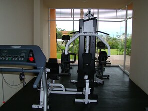 Gym with the view of the ocean.