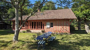 table dans le jardin sous l'albizzia