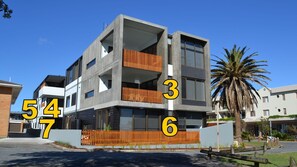 External view of the property showing the location of the each apartment.