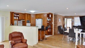 Kitchen and dining area. 