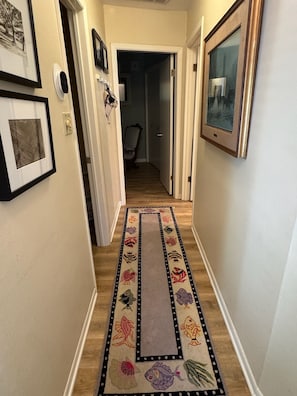 Hall from front door to kitchen and second bathroom