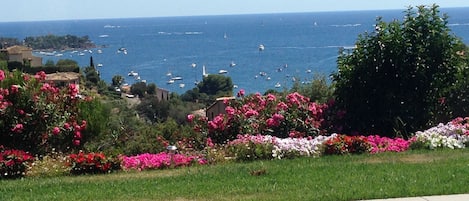 Vue sur la baie d'Agay depuis la terrasse