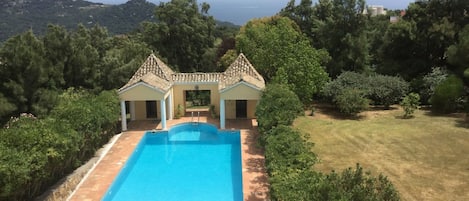 Pool area with Africa in the background