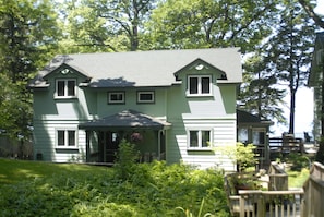 Front of Guest House facing garden, waterfall & ponds