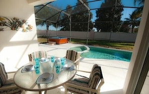 pool deck dining area