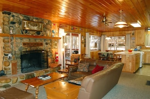 Living room with wood fireplace (firewood provided in season)