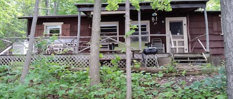 A rustic cottage in the woods