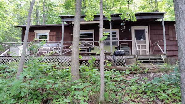 A rustic cottage in the woods