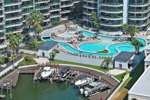 Birdseye view of the lazy river, just steps away!