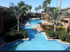 Outdoor pool & hot tub area