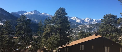 Breathtaking views of Longs Peak & the Continental Divide from our property. 