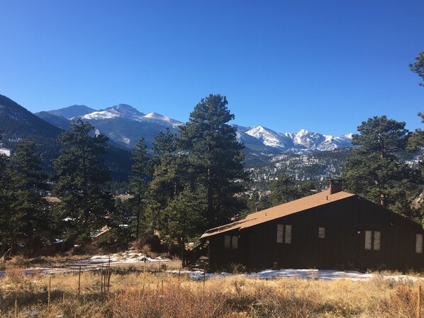 Breathtaking views of Longs Peak & the Continental Divide from our property. 