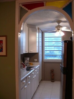 Outside the kitchen.