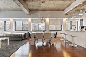 The main living area.  View of the dining area