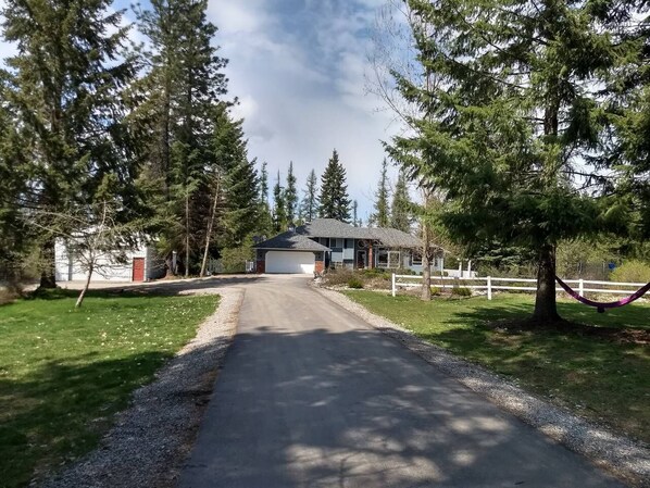 the primary paved driveway to the residence.