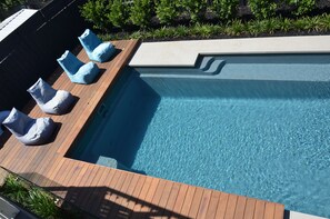 Pool deck for relaxing and diving