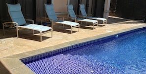 Sunbathing, relaxing and swimming for family to enjoy.
