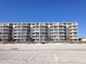 Building Exterior from the Beach.  Very short walk across the dunes.  