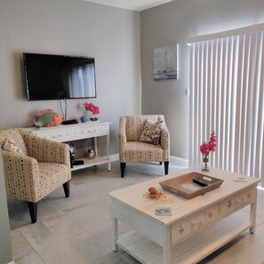 Flat screen TV with extended basic cable