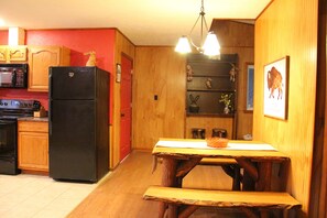 We have extra chairs if you have 6 guest, or just prefer over the benches.