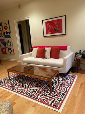 I changed my Navajo rug to this Keith Haring rug in August 2022.