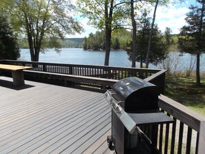Deck with private lakefront view.