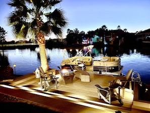 Boat dock offers unique and beautiful views of the lake day or night!