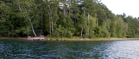 View of the 'Point" with dock.  Beach area is to the right.