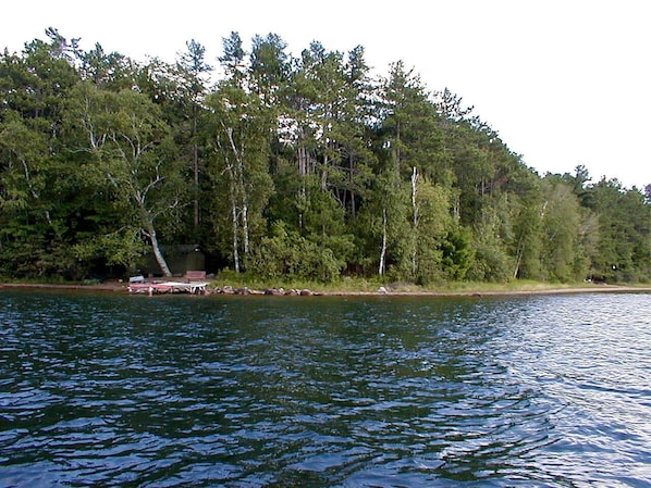 View of the 'Point" with dock.  Beach area is to the right.