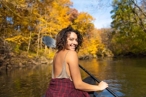 Take one of our kayaks out on the Galien River that wraps our property!
