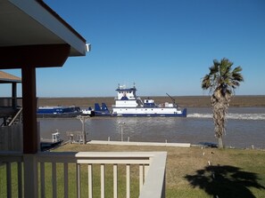 View beautiful push boats and barges at work in the Intracoastal Canal.