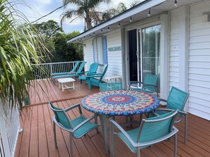 Spacious private deck for outdoor dining or star watching at night. 