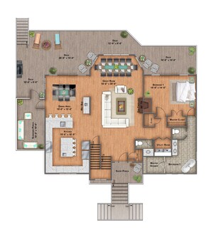 1st Floor Plan
Master Bedroom - Great Room - Gourmet Kitchen - Space to relax