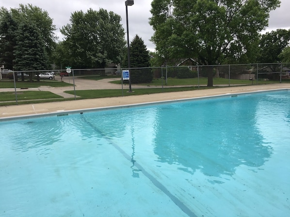 The Pool is directly across the street. 9000 Aurora Ave is shown in background.