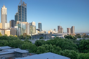 River and city views from this 7th floor apartment