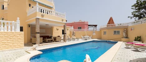 View of huge pool and terrace