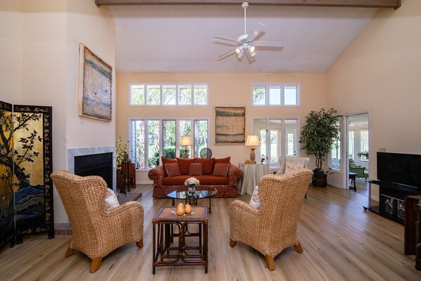 Our Home Has Soaring Cathedral Ceilings, Golf Views and a Woodburning Fireplace.