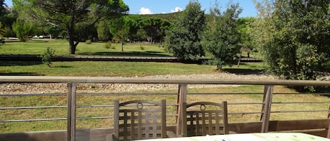 Belle terrasse face au parc