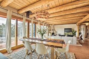 Serve dinner at this formal dining table and make a toast to your time together.