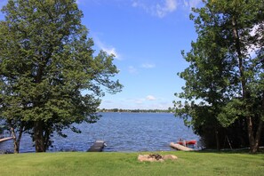yard / fire pit / dock view