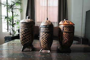 hand carved wooden vases