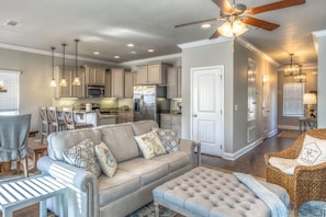 A beautifully decorated open living concept on the main floor