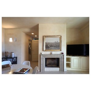 living room with fireplace