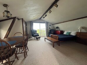 Goldsmith Apartment offers an open dining, living and sleeping area.