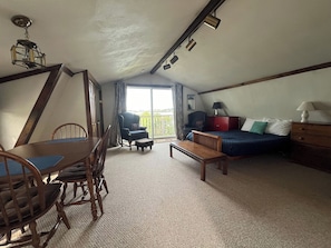 Goldsmith Apartment offers an open dining, living and sleeping area.