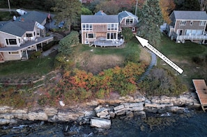 This is the Arial view of the Goldsmith Apartment (notice arrow) from the back.