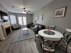 Living room and dining area